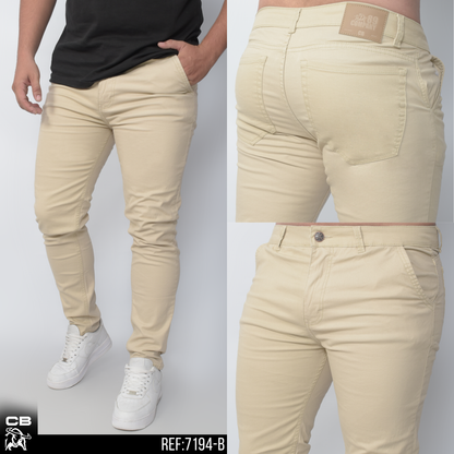 JEAN DRILL BEIGE CLASICO REF 7194-B